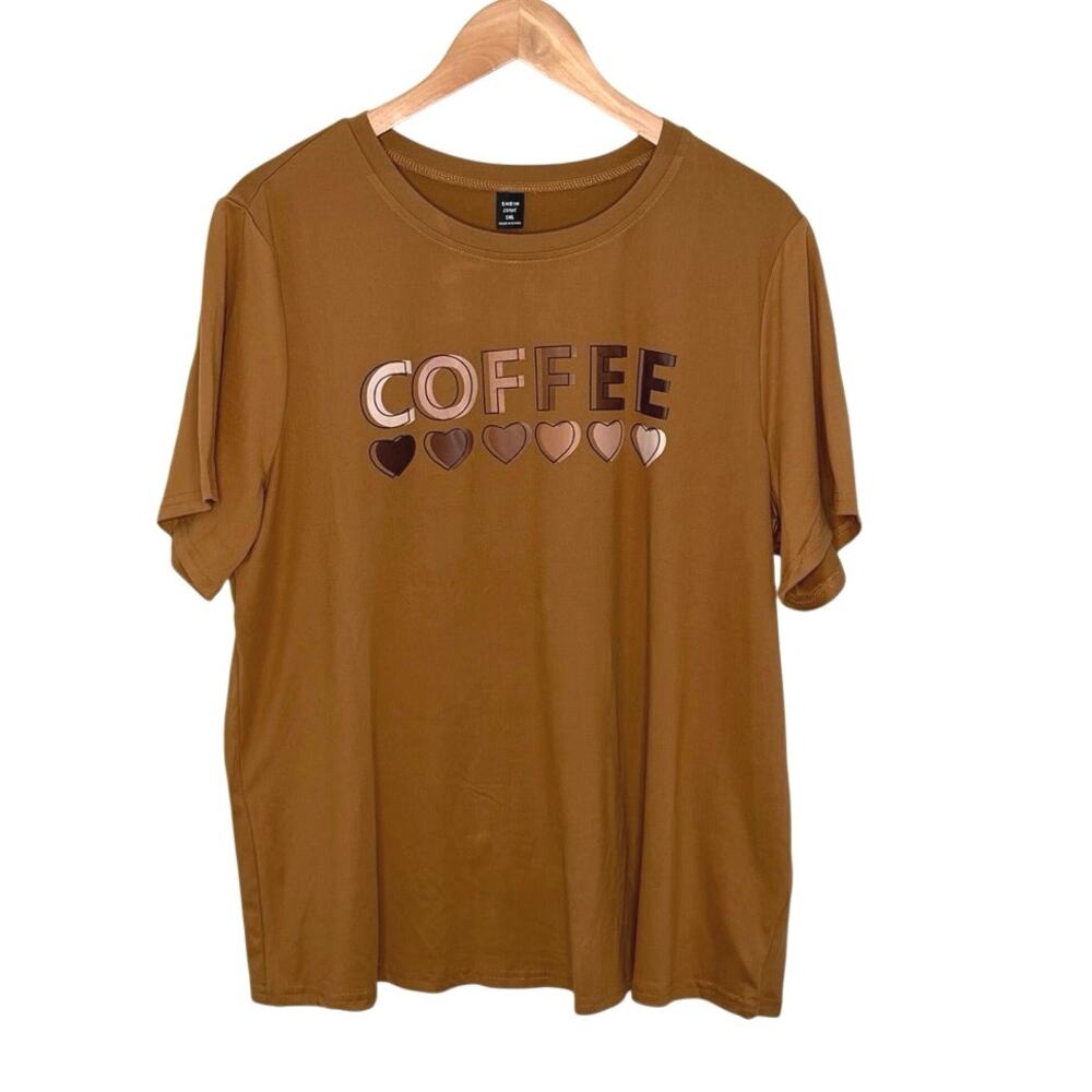 NWOT SHEIN Curve COFFEE tshirt size 1XL brown